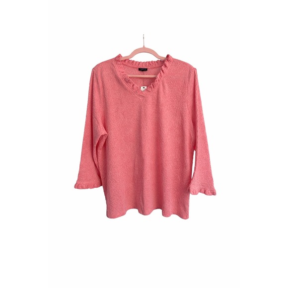 Talbots Sweaters - Talbots Pointelle V-Neck Pullover in Light Azalea Heather Size 1X NWT MSRP $85